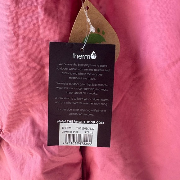 NWT Therma, girls size 12, Watermelon Pink Snow Bib Overalls, suspender - Picture 8 of 8